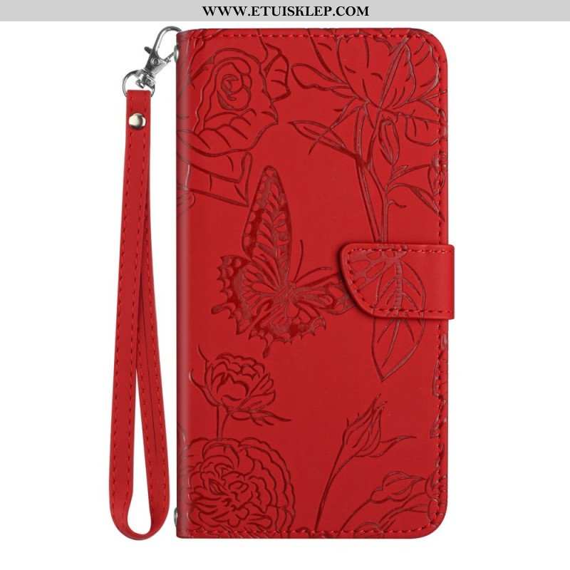 Etui Folio do Samsung Galaxy S23 Plus 5G Motyl Ze Smyczą